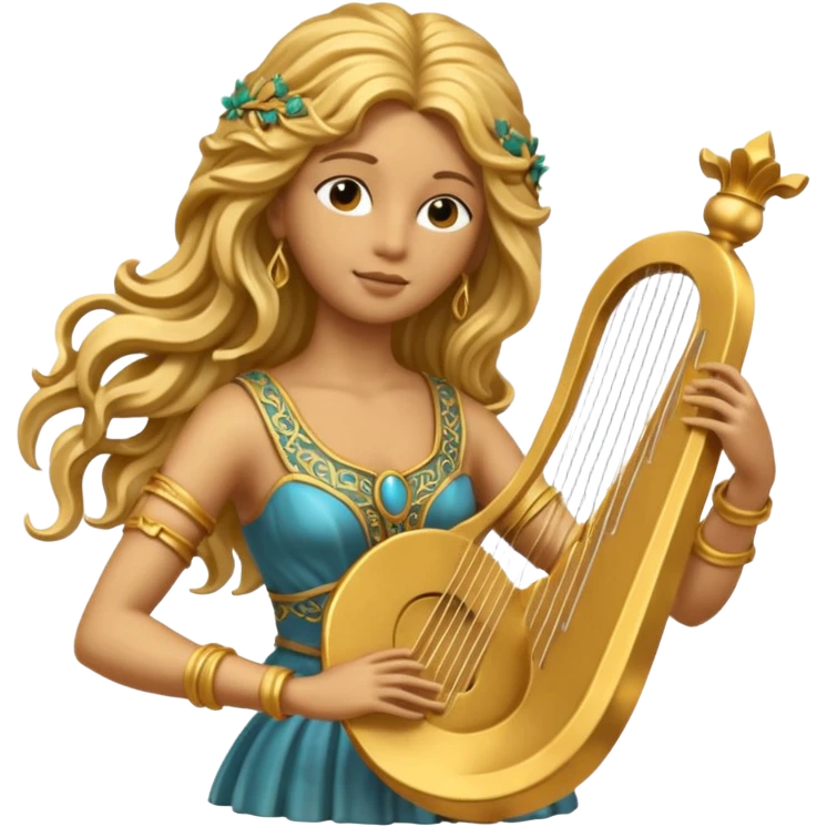 golden female musician statue emoji