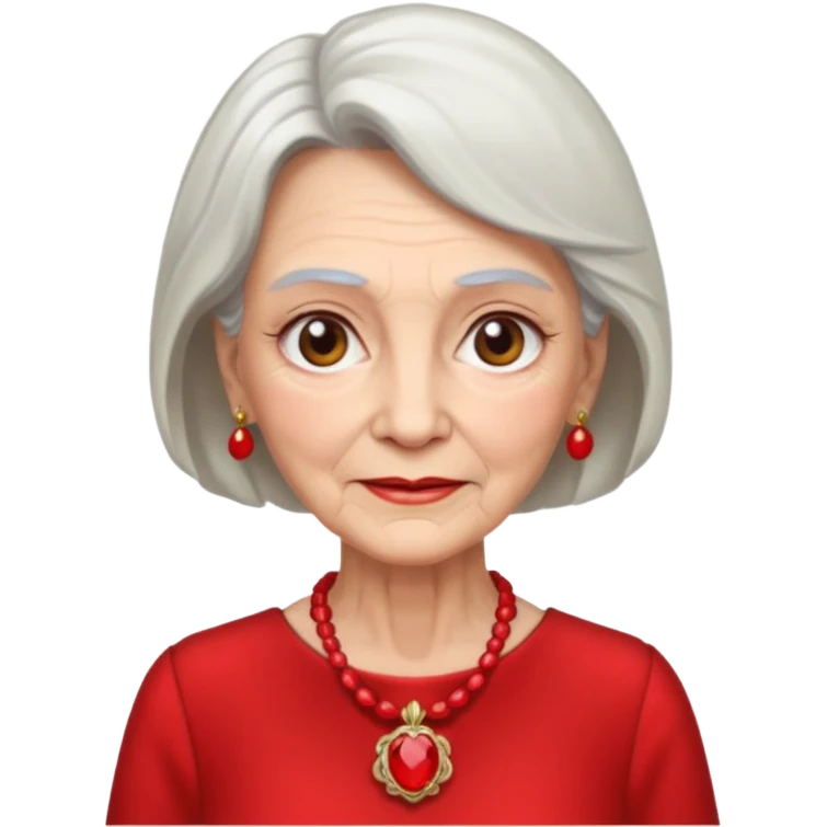 elderly woman with red dress and red necklace  emoji