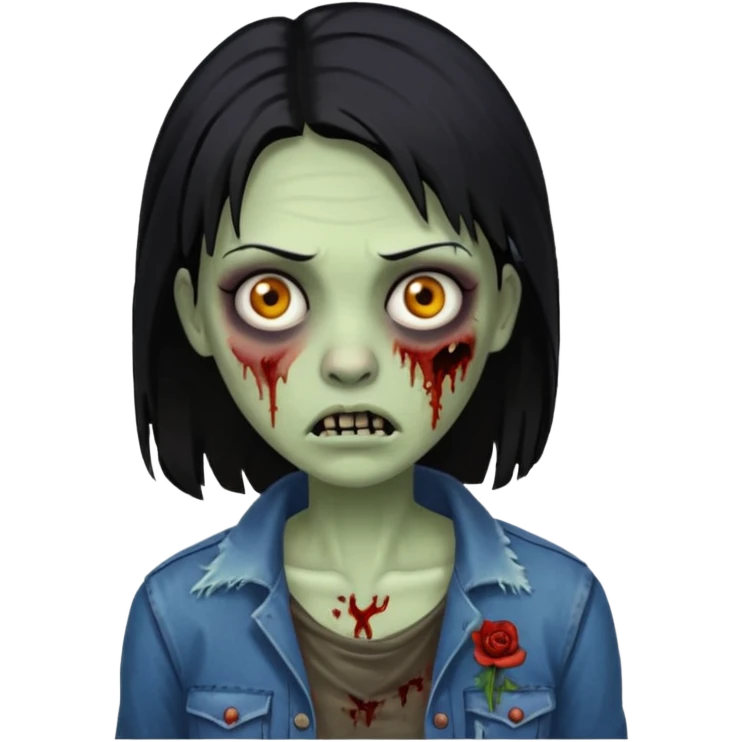 mulher zumbi cabelo liso preto emoji