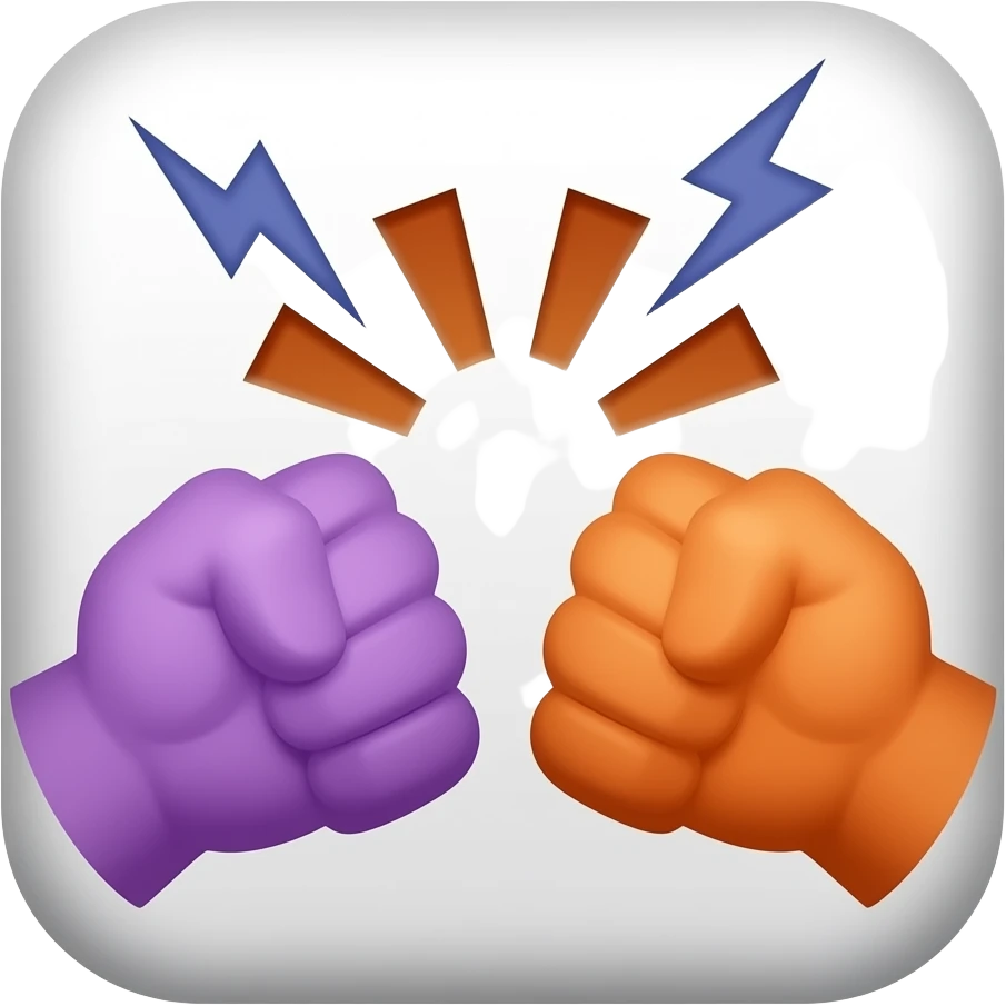 Emoji of a fighting fist in purlpe and orange for a group chat emoji
