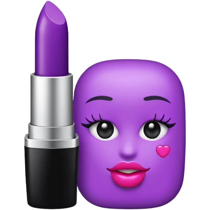 purple lipstick and cosmetics emojis in single object  emoji