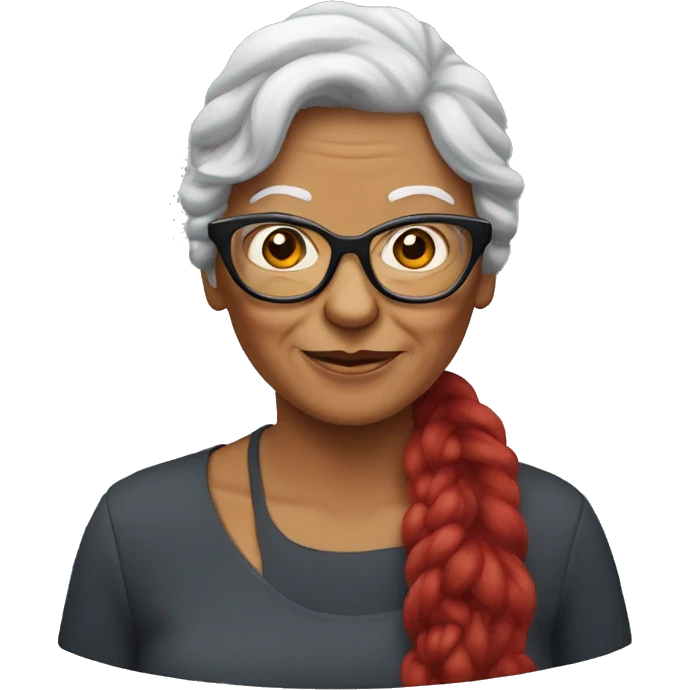 Grandma emoji, wearing cat-eye shaped rim glasses and long red hair emoji