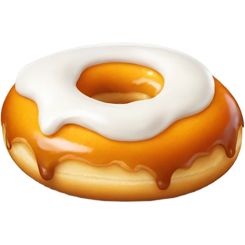 orange glazed donut white cream emoji