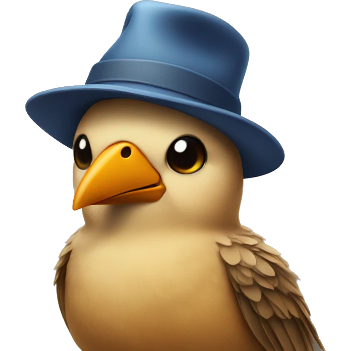 Bird wearing hat emoji