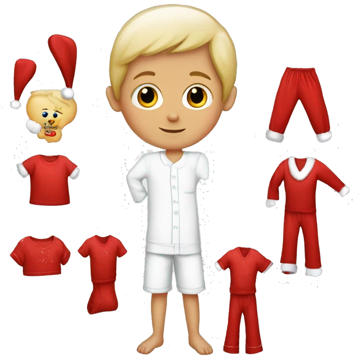 Red Christmas Pyjamas White Little boy emoji