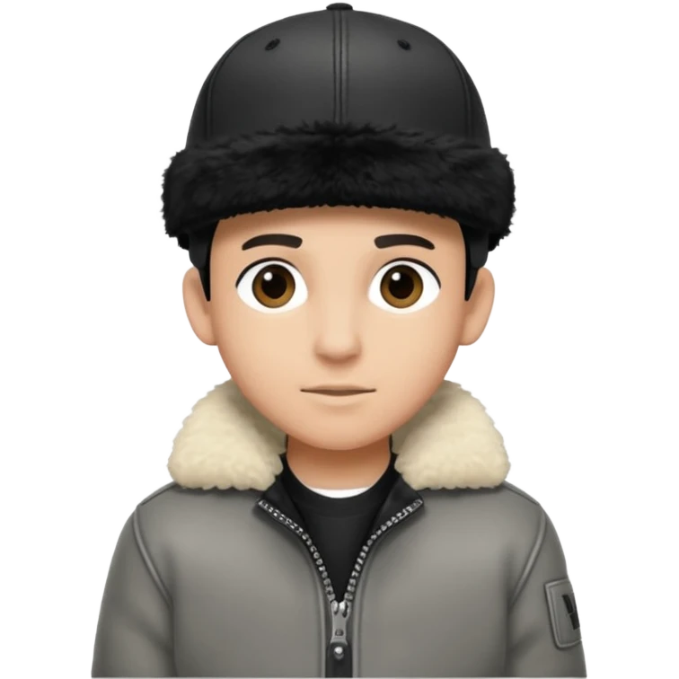 Cappellino New Era New York nero e persona con giubbotto di pecora grigio la pelliccia anche dove la zip emoji