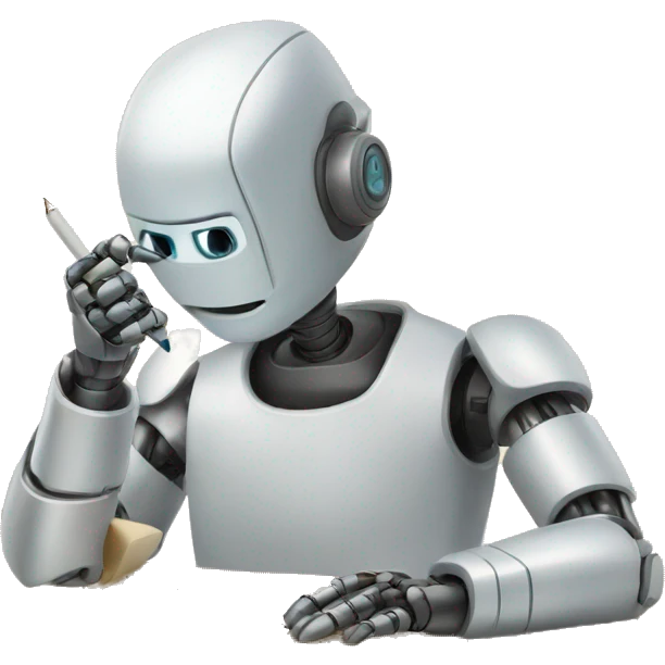 a robot writing a letter emoji