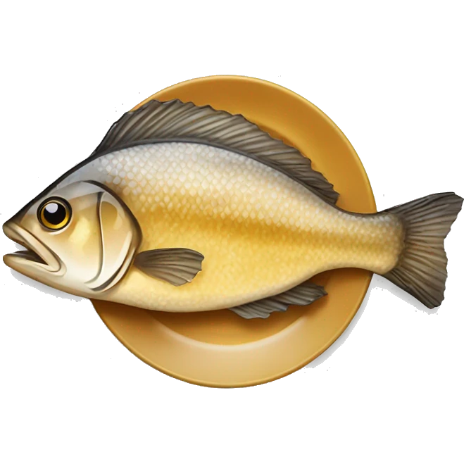 “Fried fish on a plate, golden and crispy. emoji