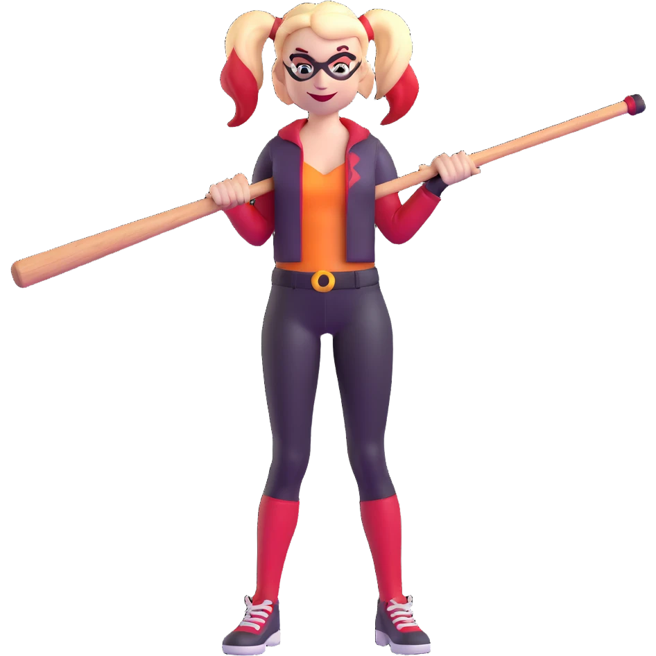 Harley Quinn holding a baseball bat emoji