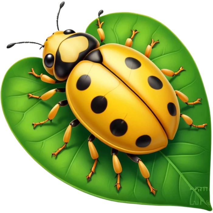  cute yellow lady bug on leaf emoji