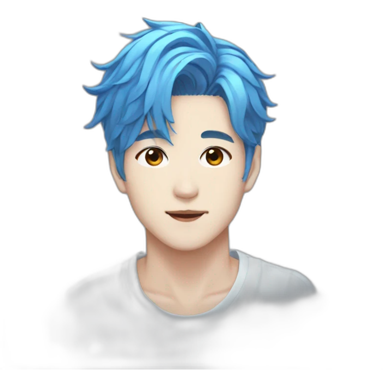 Blue hair Kpop idol male emoji