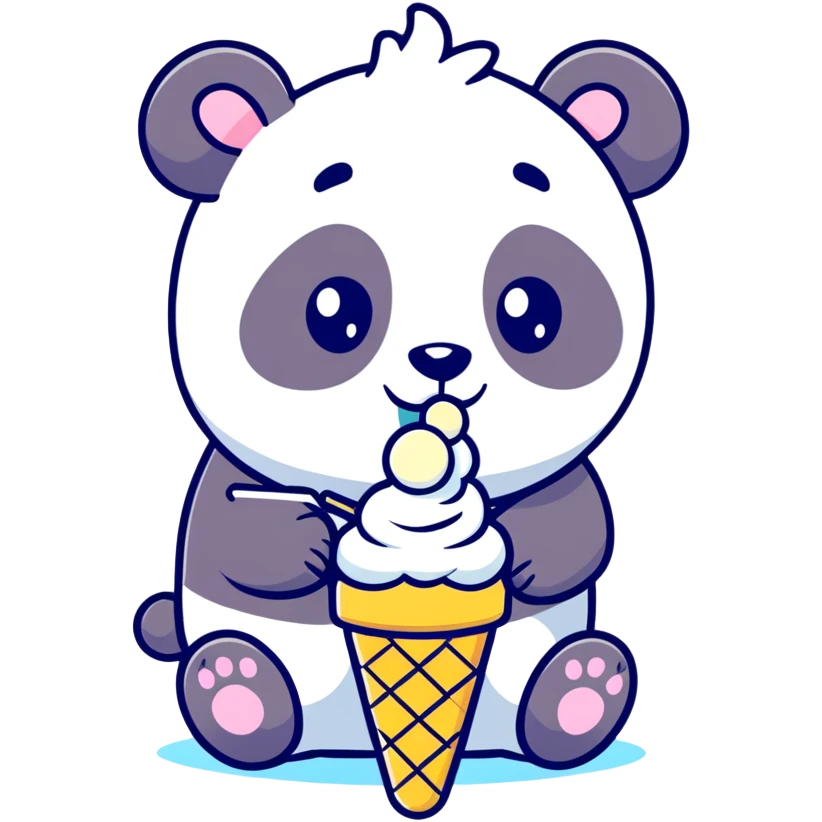 Panda eating ice cream emoji