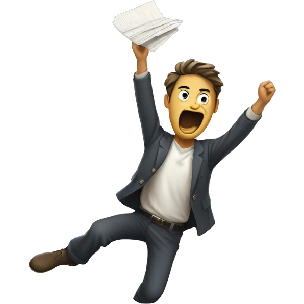 person throwing papers into the air angrily, transparent background emoji