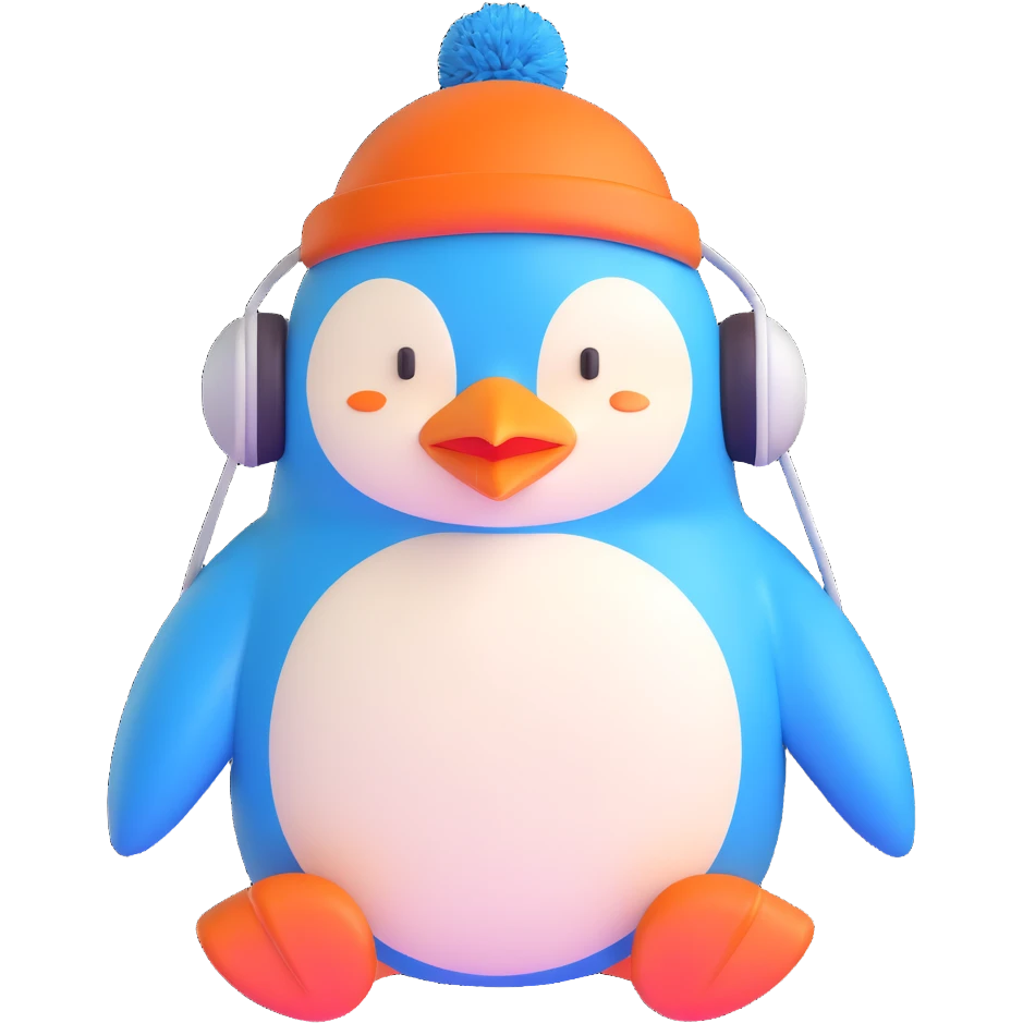 blue penguin winter hat with ear flaps emoji