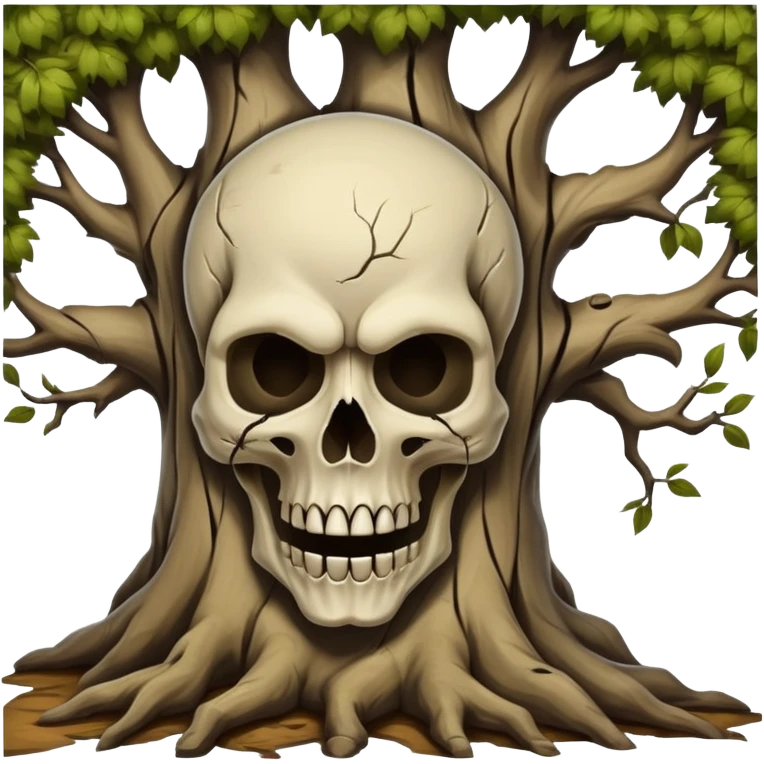 Tree with skull face emoji