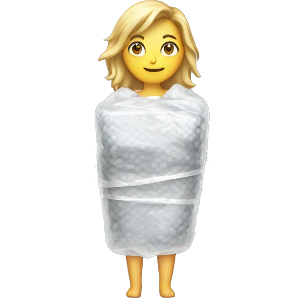 White woman body wrapped in bubble wrap  emoji