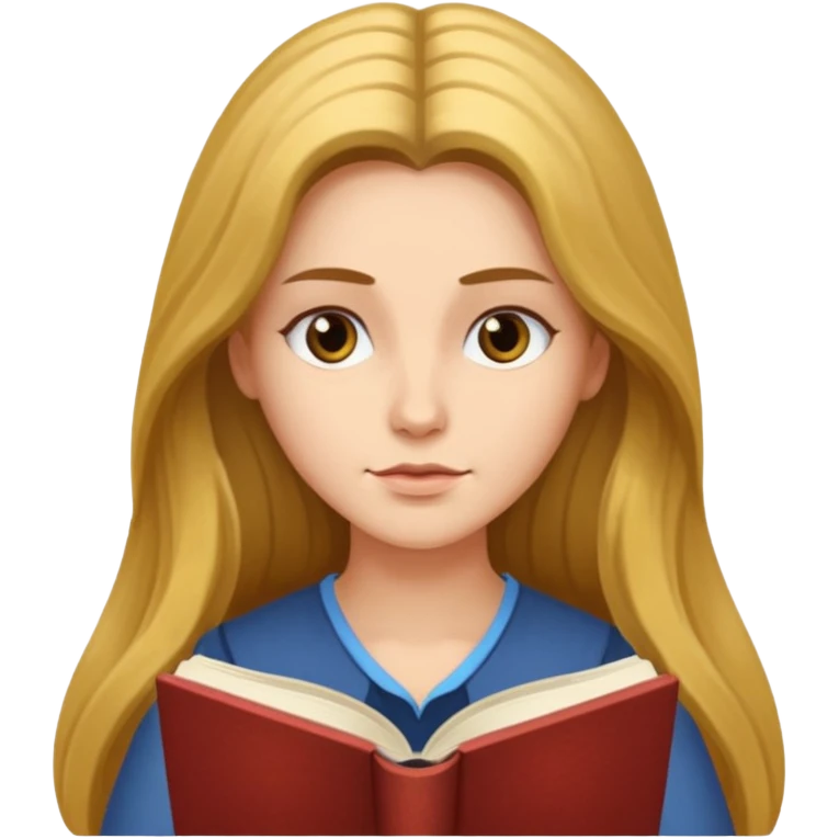 long haired women with book emoji