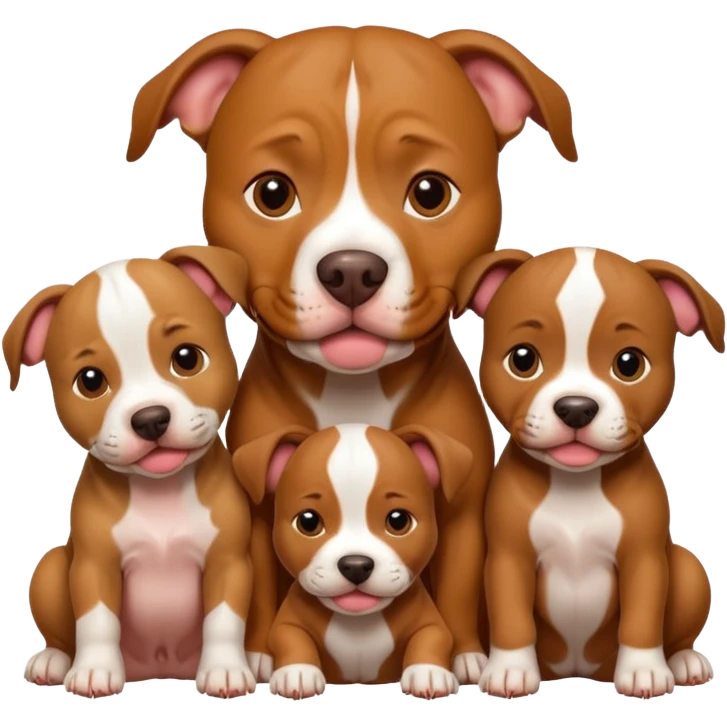 pitbull dog with its puppies emoji