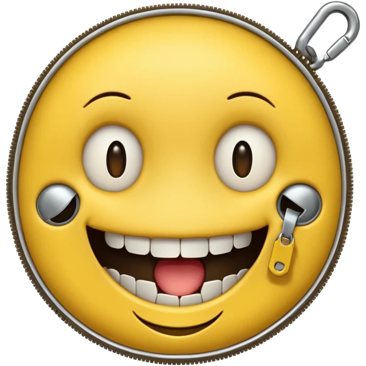A zipper face. Half yellow half brown. No background. Make it look like an emoji. In smiley format emoji