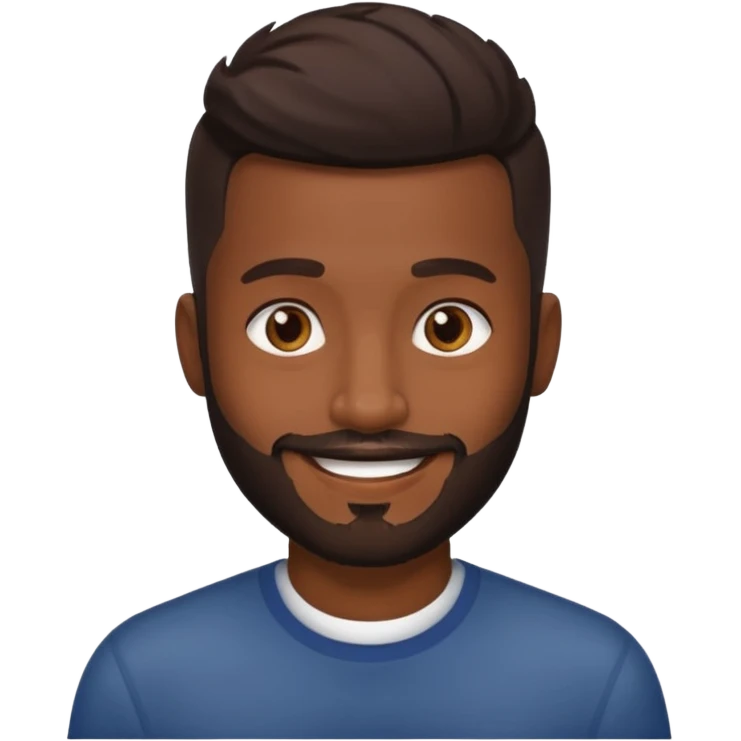 Dark brown skin man with a light beard and a fade haircut with dark brown eyes emoji