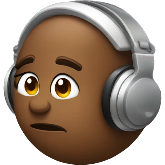 Bored face with headphones emoji