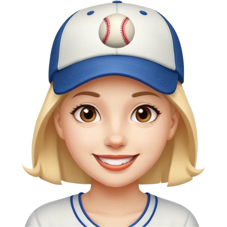 girl with a baseball cap, happy face emoji