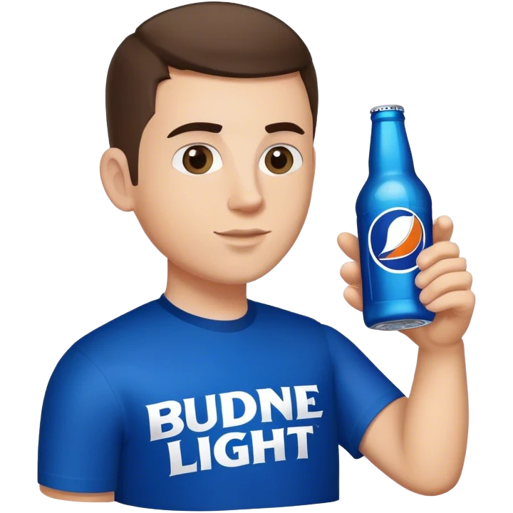 white guy, brunette crew cut hair, holding bud light  emoji