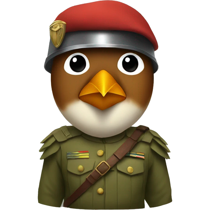 robin with a soldiers outfit and a helmet on emoji