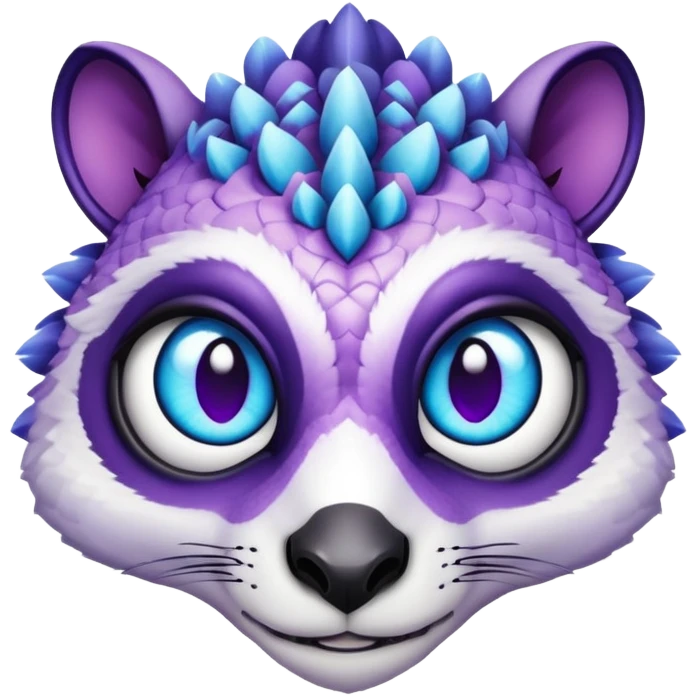 Lemur dragon hybrid face forward purple and blue emoji