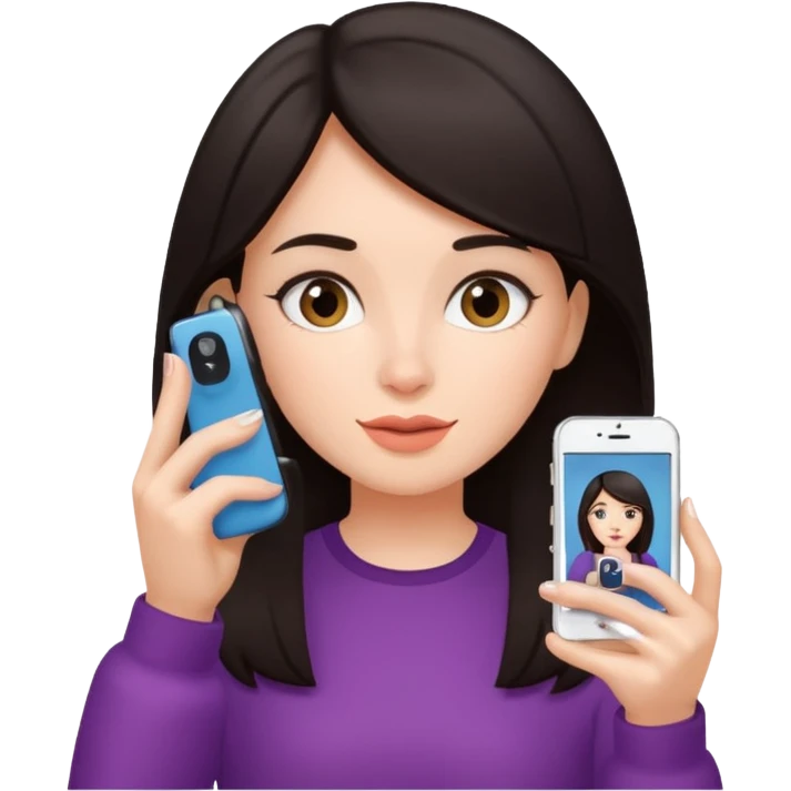 quiero crear una chica con una movil como si estuviese grabando vlog con el pelo oscuro  emoji