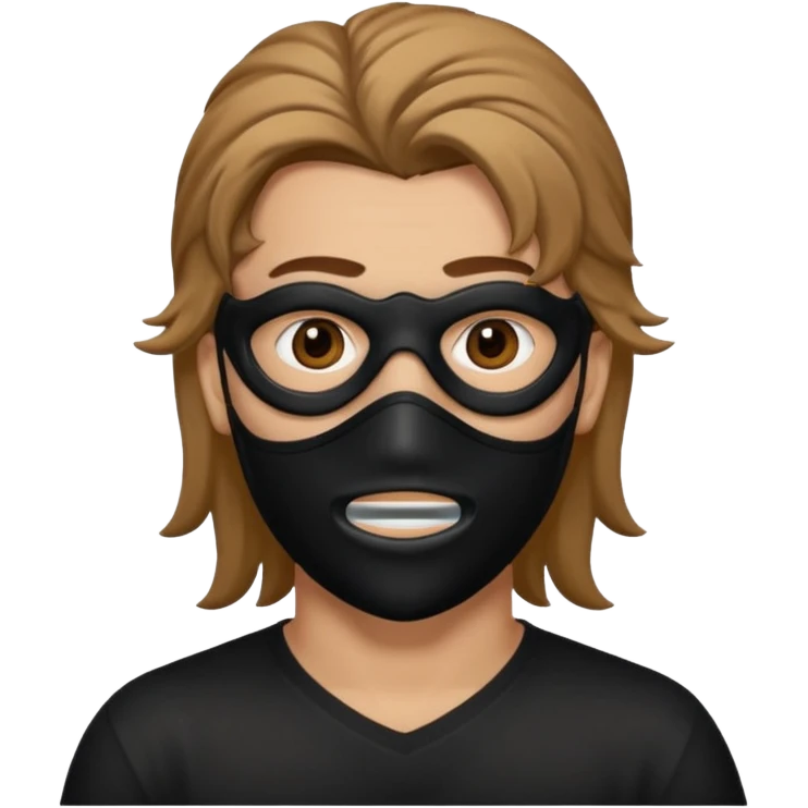 A guy with a brown mullet and a black mask over his mouth and nose emoji