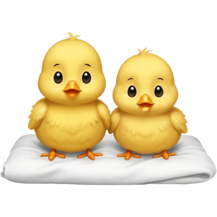 Two baby chicks laying in bed emoji