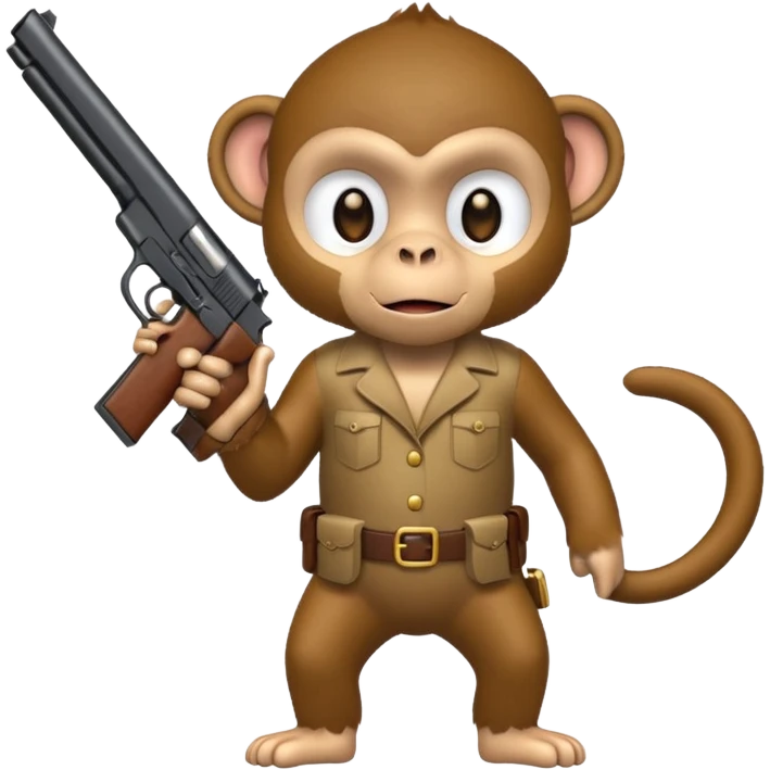 A monkey holding a gun emoji