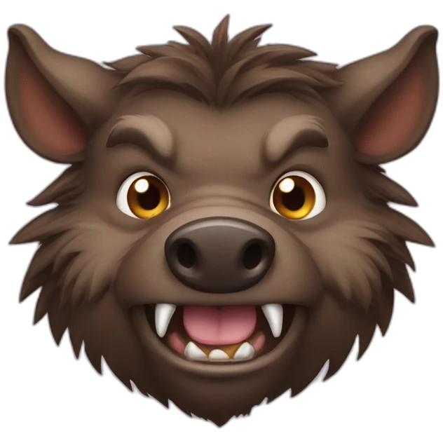 furry brown boar and fangs emoji