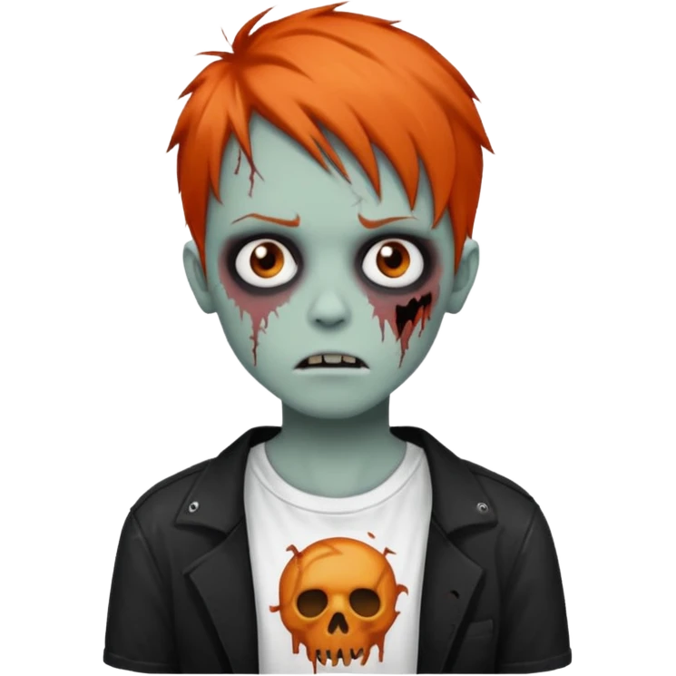 zombie teen emo with emo dark orange hair grunge style white shirt  emoji