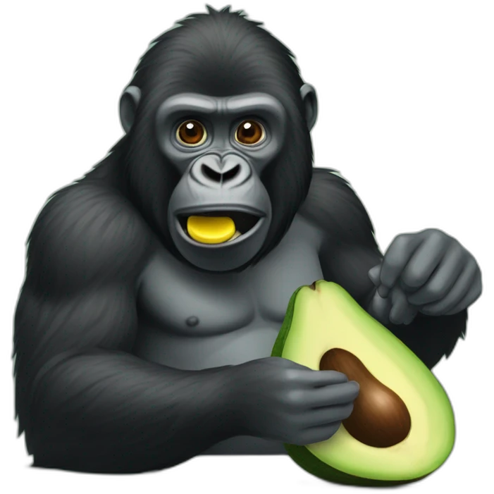 Gorila enfadado comiendo un aguacate. emoji