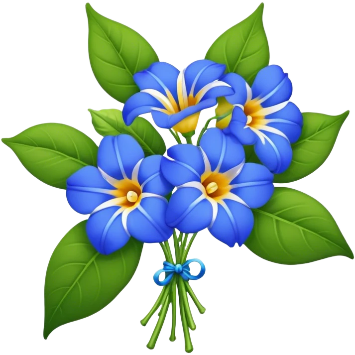 luxuriant, big bouquet Blue Thunbergia, stem, leaf emoji
