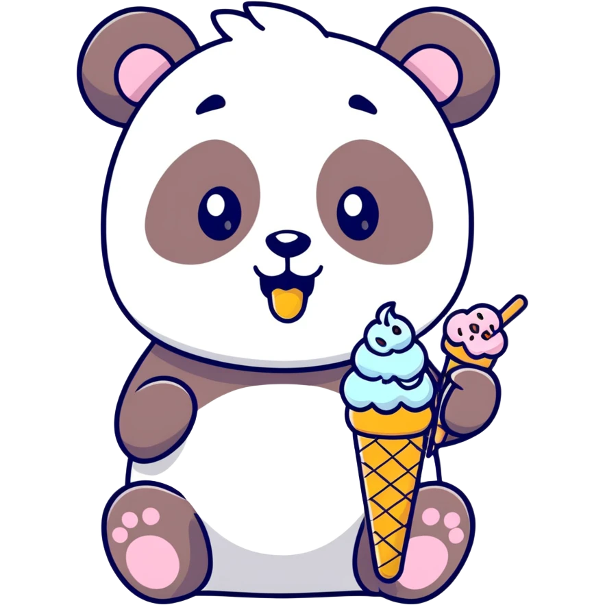 Panda eating ice cream emoji