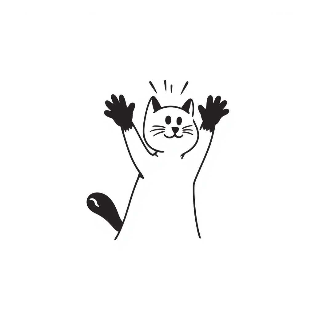 happy cat with paws up emoji