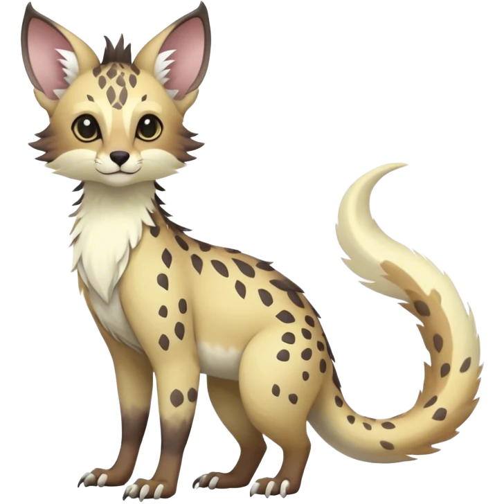 Feral Rare Fantasy pastel tropical Vernid-Trico-species by LiLaiRa, random markings, tufted tail, tufted ears, full body  emoji