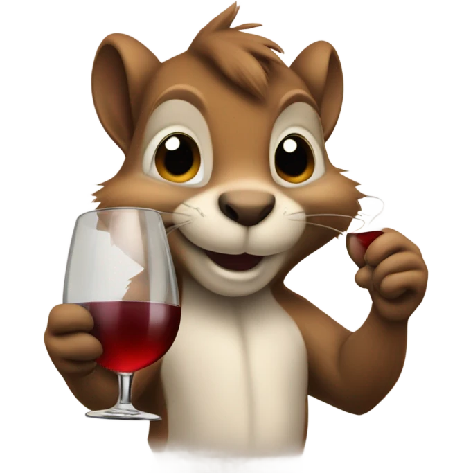Squirrel sipping wine emoji