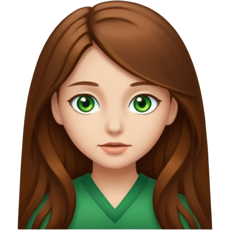 Girl with long brown hair and green eyes  emoji