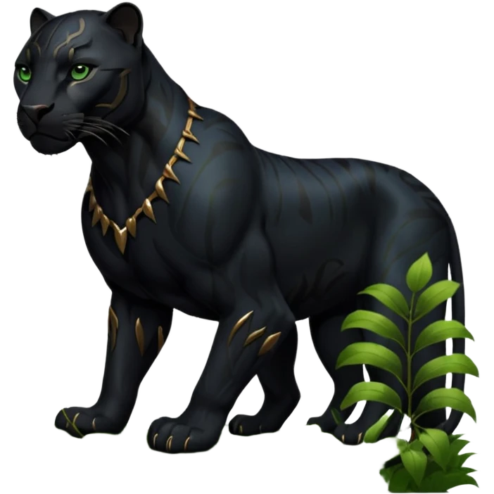 A black panther in a jungle emoji
