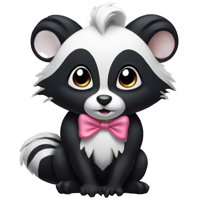 cute skunk wearing a bow emoji