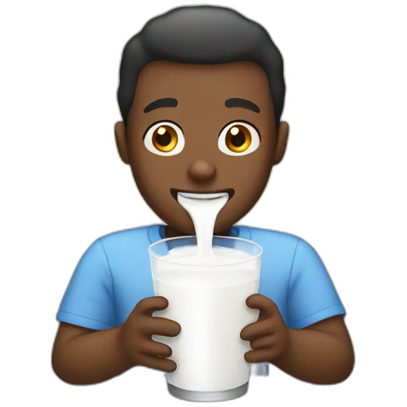 Black guy with mouth in the milk emoji
