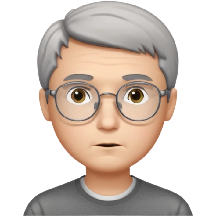 GREY HAIR teen boy with medium short middle parted hair, GREY eyes, SQUARED Glasses looking judging to the Side emoji