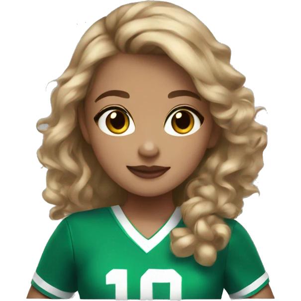 cheerleader light skin brown hair green uniform emoji