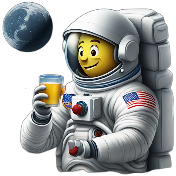Neil Armstrong drinking béer on the moon emoji