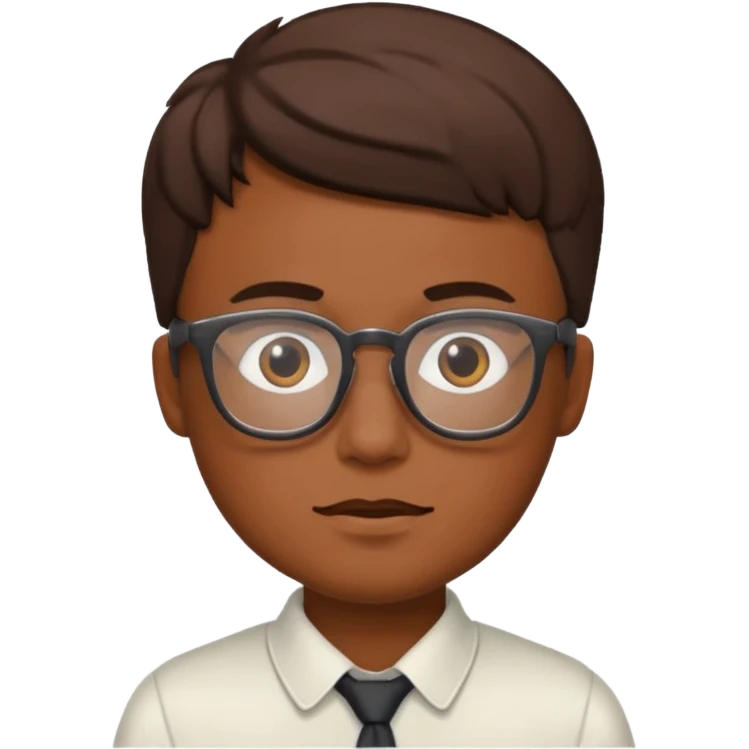 white boy brown skin head with glasses emoji