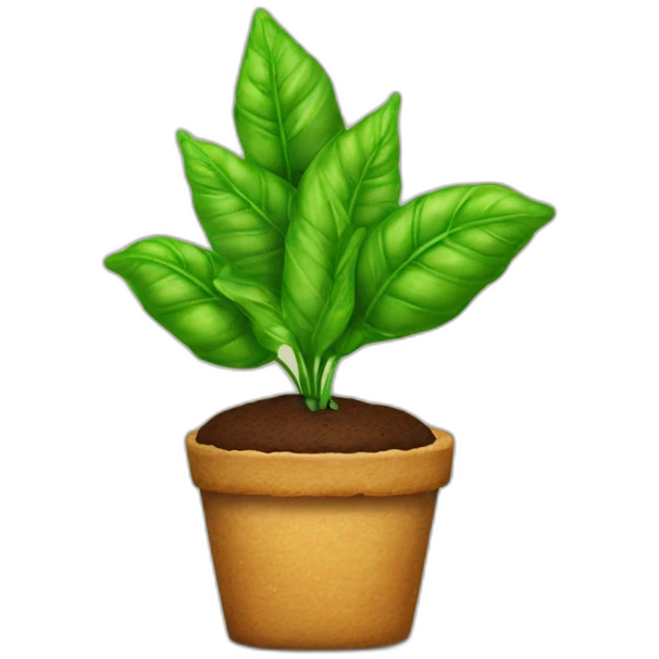 una pianta di basilico su una torta emoji